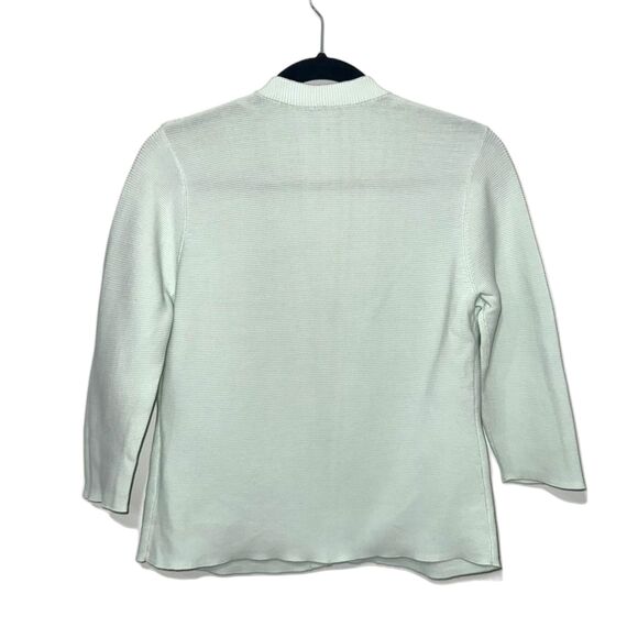 J. Mclaughlin Cropped Open Front Ribbed Cardigan - Seafoam Blue M - Picture 2 of 6
